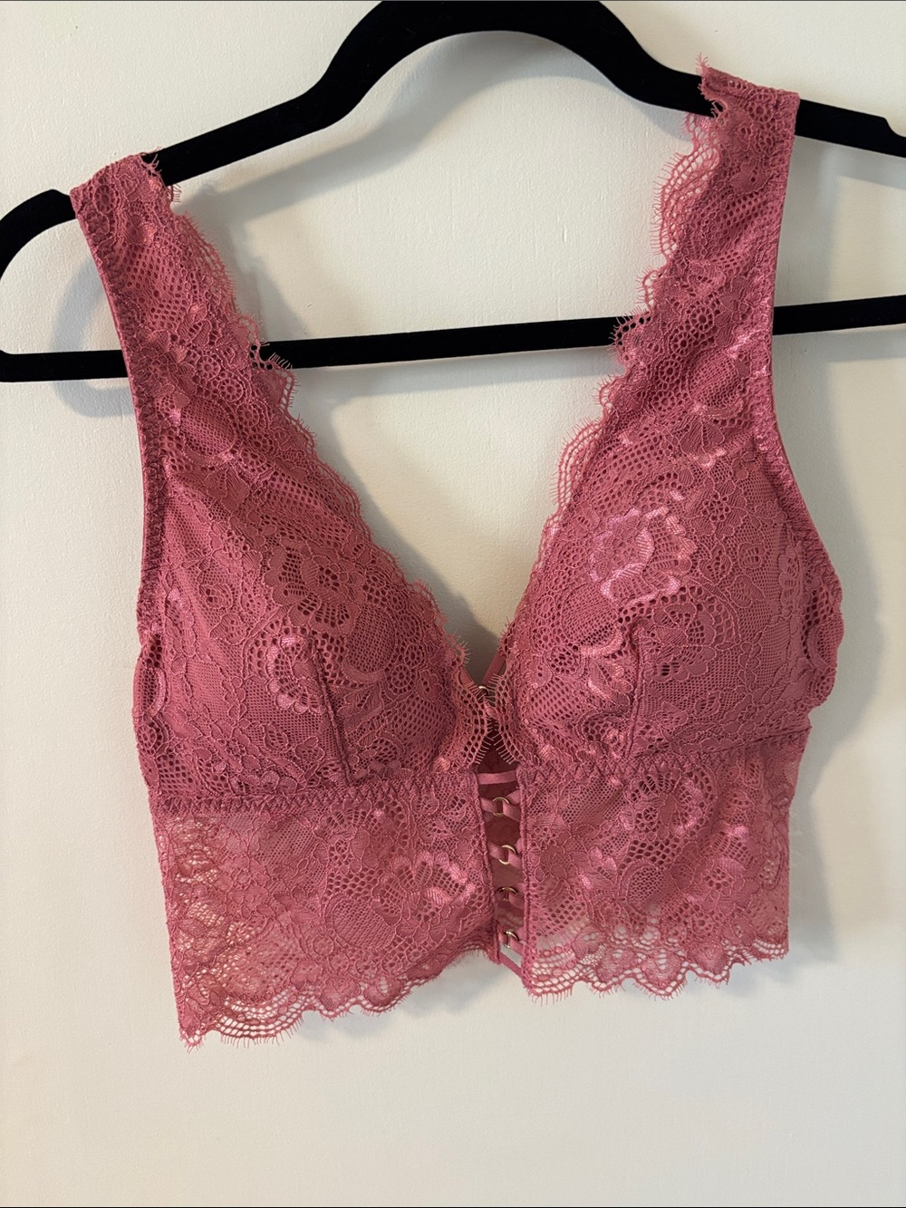 La Senza Lace Bralette Crop Top - Rose Pink Size Medium